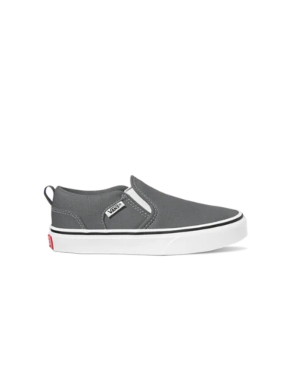 Vans Kids Asher Slip-On Canvas Shoe - Gray & White